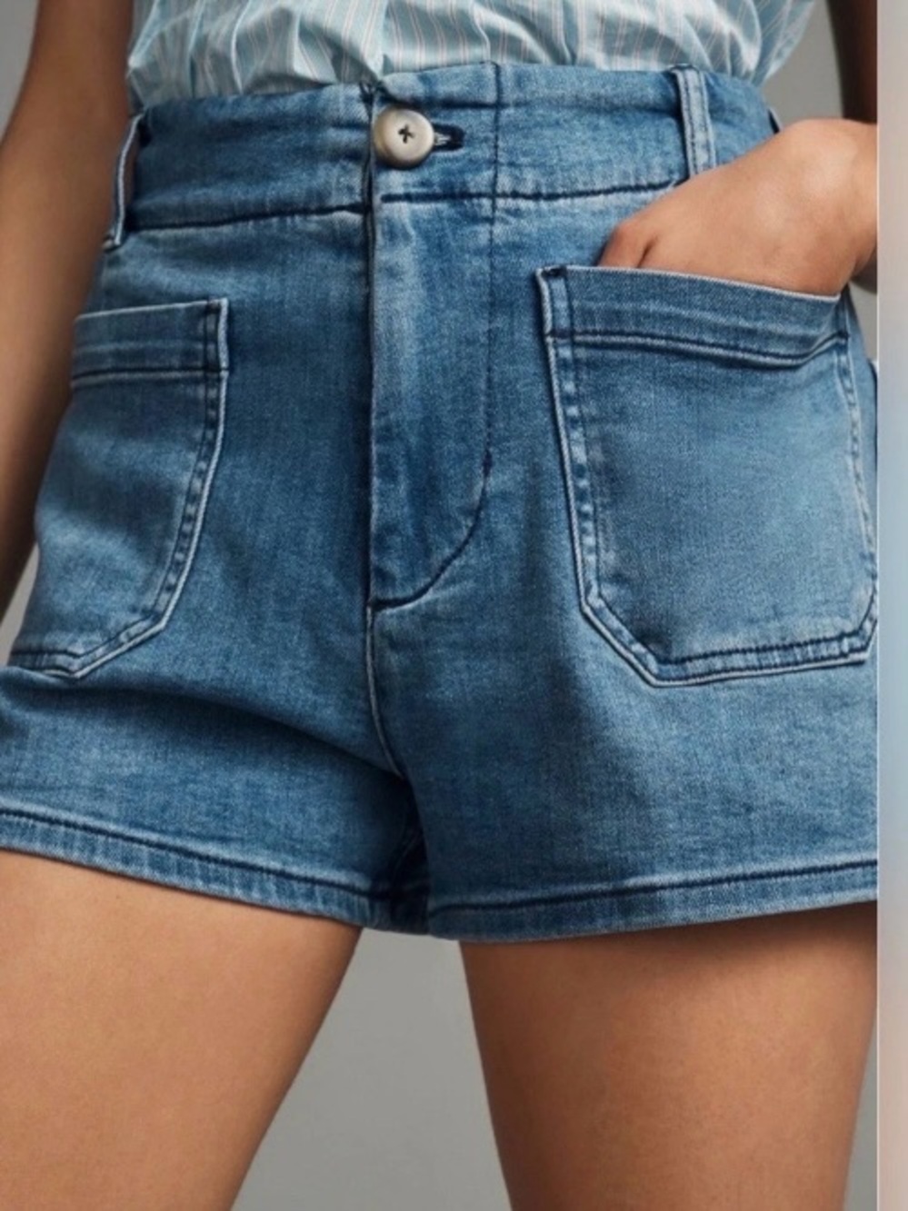 Maeve The Colette High Waisted Denim Shorts Light Wash Size 32 Stretch